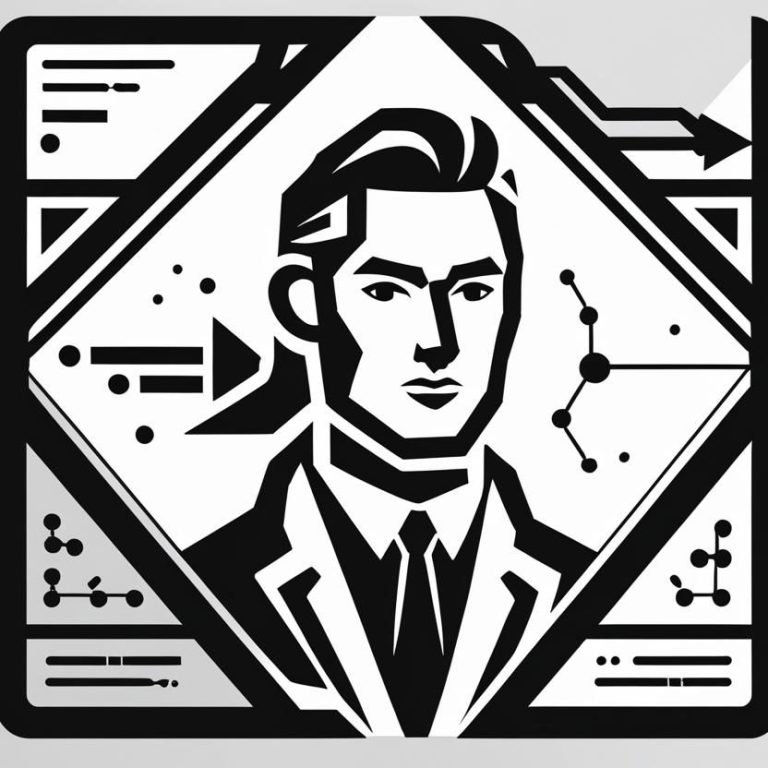 Illustration eines Geschäftsmanns vor geometrischem Hintergrund – repräsentiert unternehmerische Verantwortung und Selbststeuerung