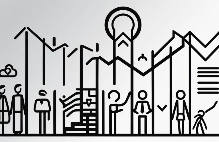 Silhouetten von Menschen vor Diagramm – symbolisieren Aufbau und Dynamik von Organisationseinheiten.